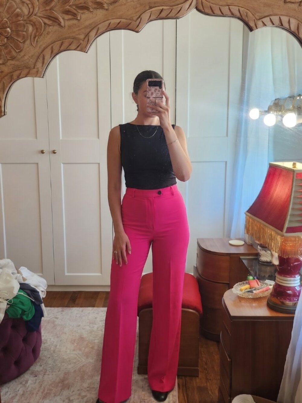 Zara Hot Pink High Waisted Wide Leg Pants Size Medium